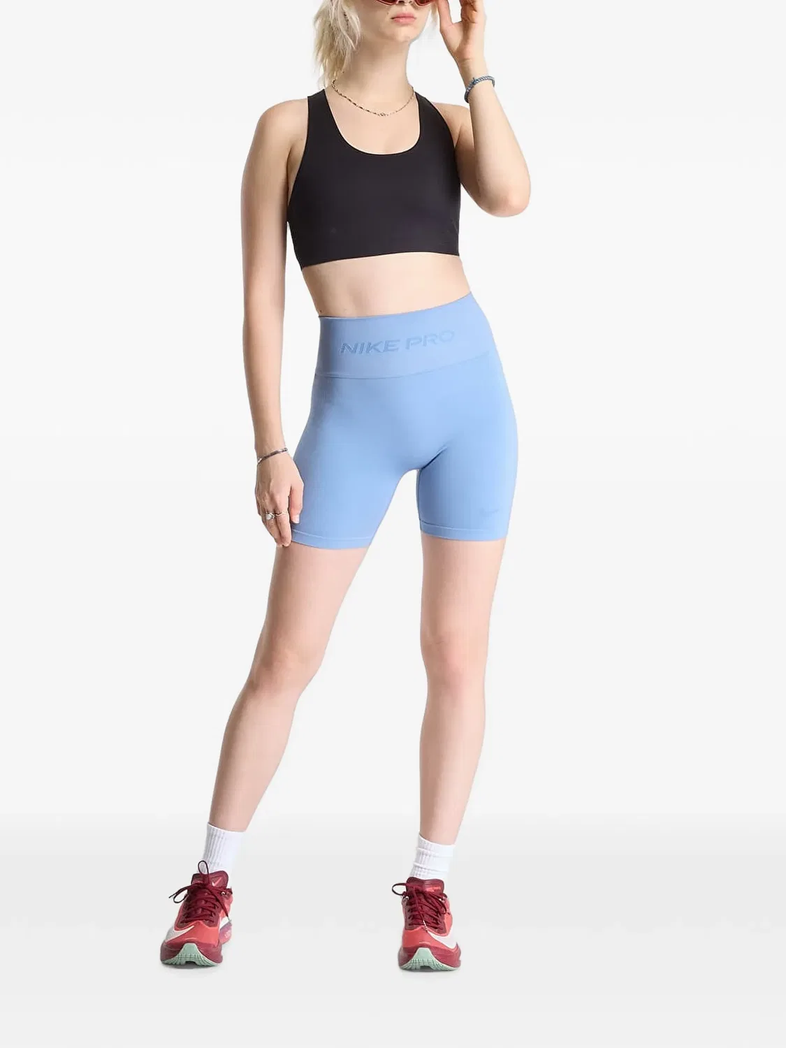 Шорты Pro Seamless Dri-FIT с завышенной талией Nike, синий — фото 2