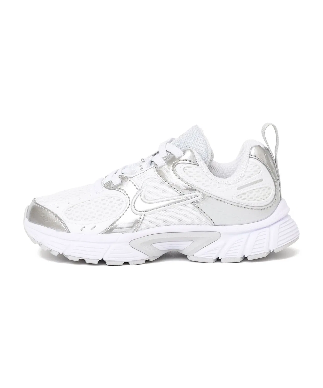 Детские кроссовки с эластичными шнурками V5 RNR PS NIKE, White/Pure Platinum/Metallic Silver — фото 2