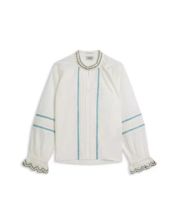 Детская рубашка для девочек с длинным рукавом Embroidered Cuff Scotch & Soda, Eggnog
