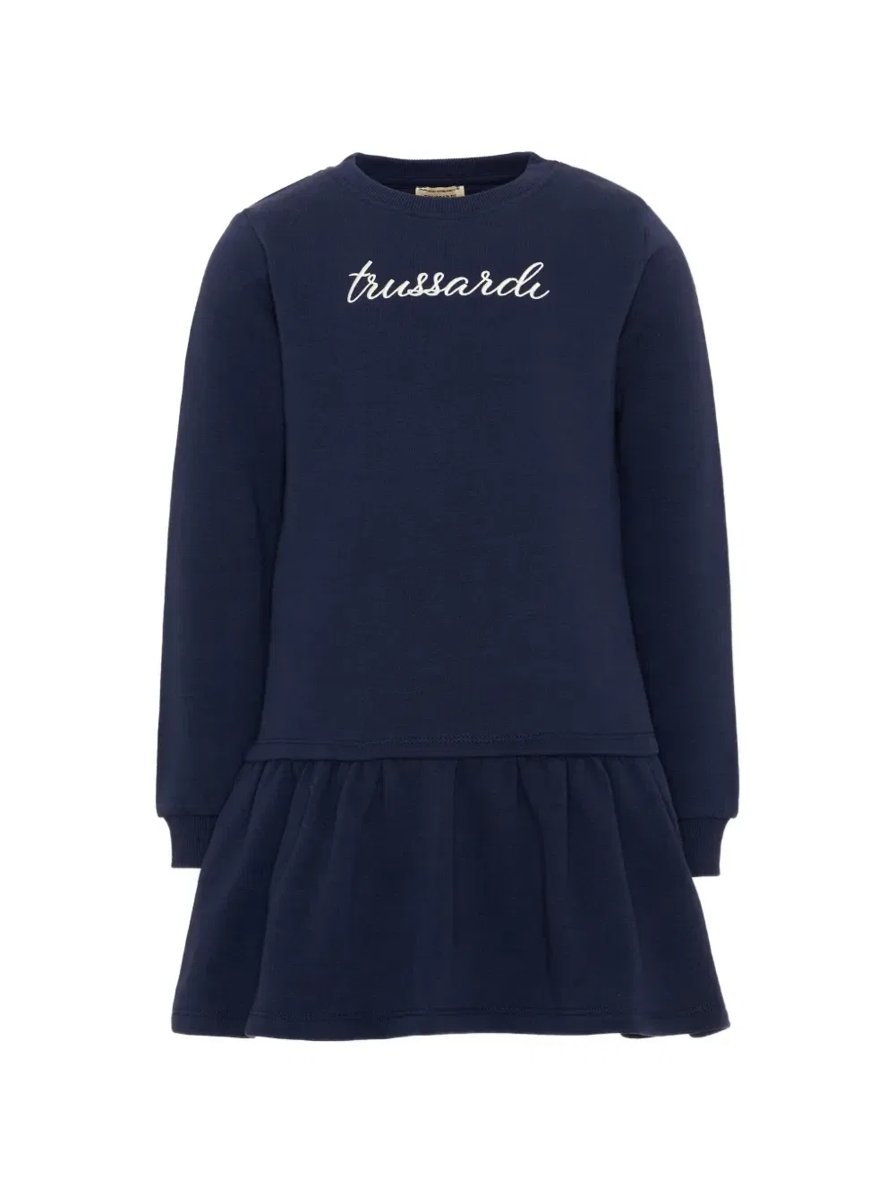 Платье с вышитым логотипом и оборками Trussardi Junior, синий
