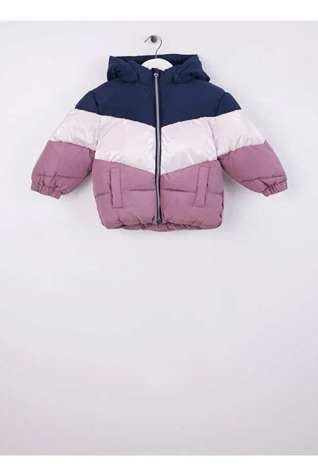Детское пальто для девочек с принтом Dusty Rose Women's Zippered Collar Regular Fit Diagonal Puffer Coat Name It, Dried Rose