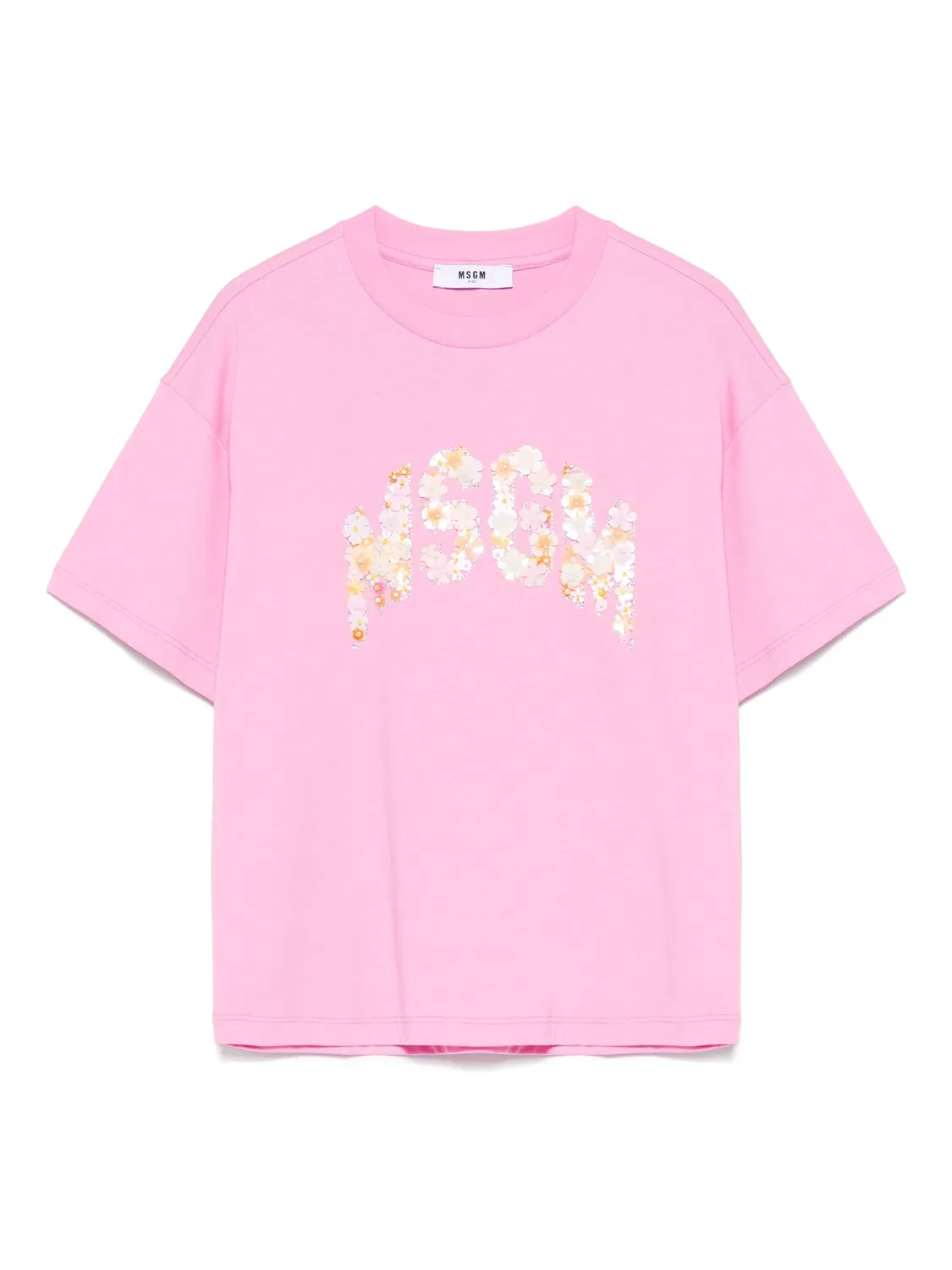 MSGM Футболка из 100% хлопка розового цвета