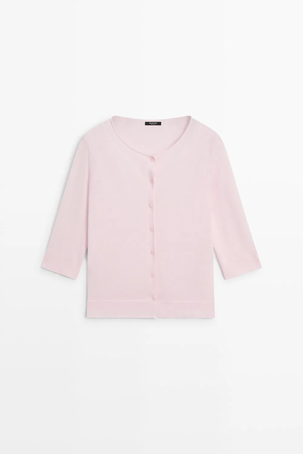 Кардиган Massimo Dutti Cotton Blend Boat Neck, бледно-розовый — фото 2