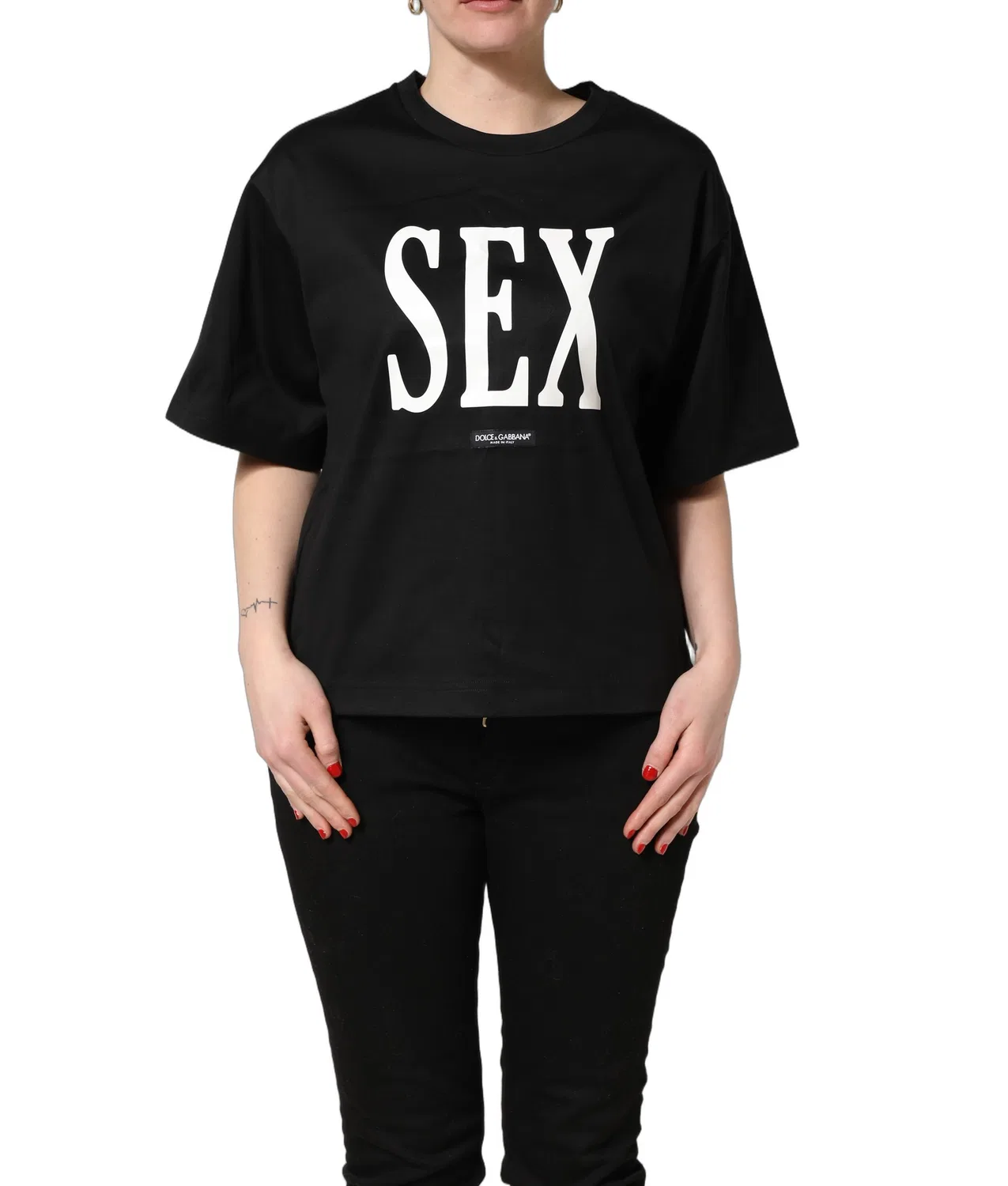 Женская футболка с принтом Sex Dolce & Gabbana, Black — фото 4
