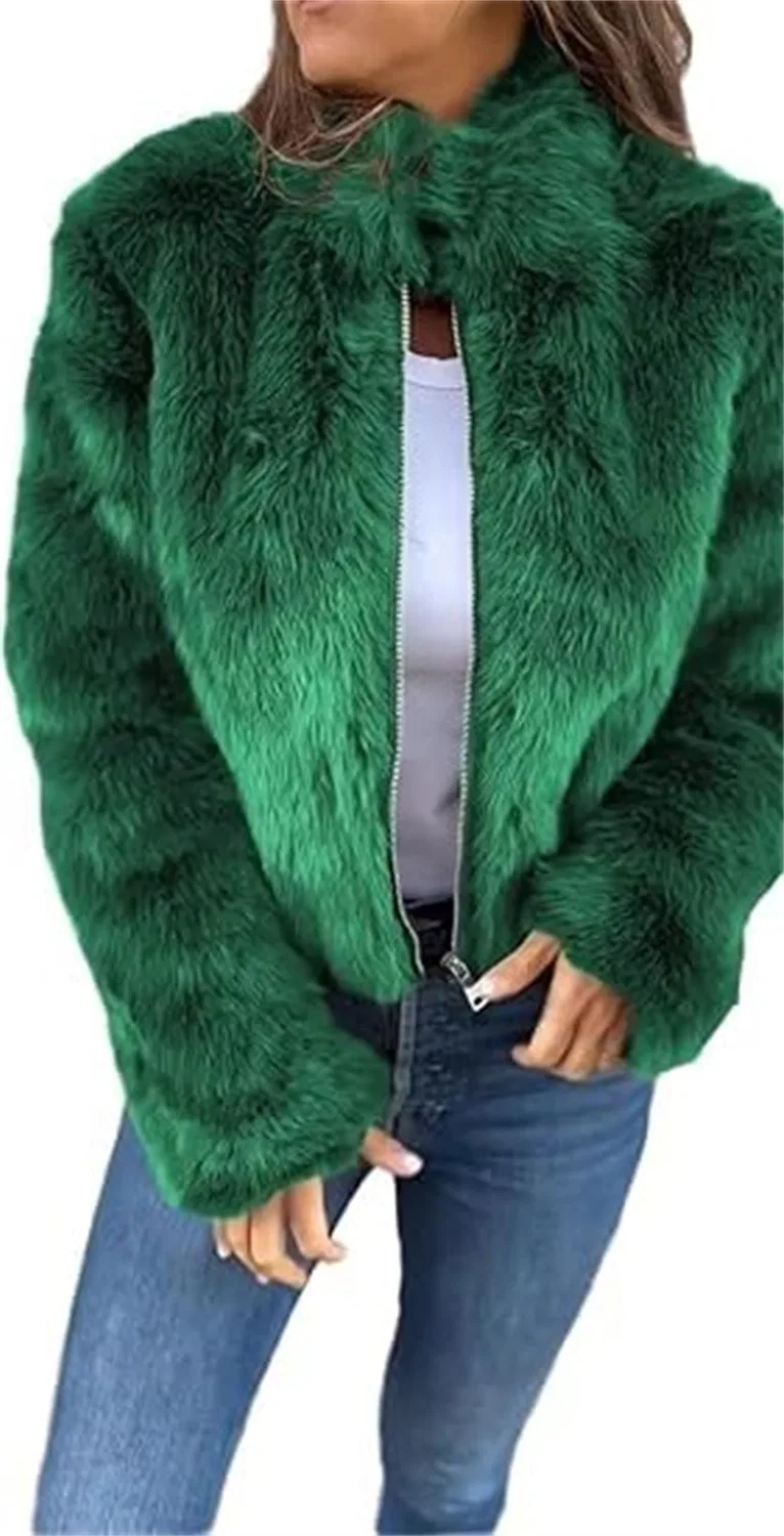 Женское зимнее пальто с высоким воротником и мехом, green
