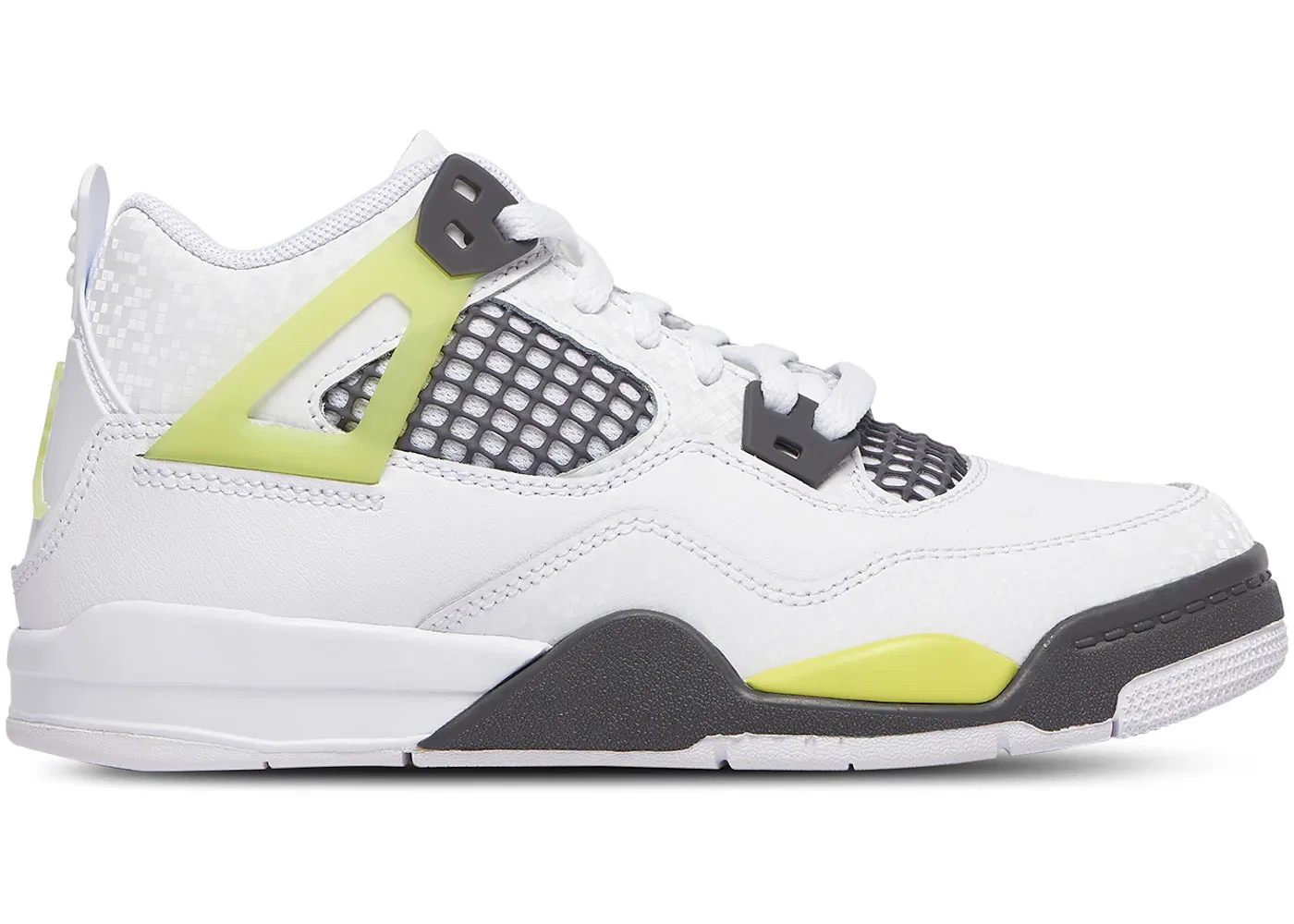 Детские кроссовки Lifestyle с принтом Jordan 4 Retro Jordan, White/Light Lemon Twist/Light Graphite