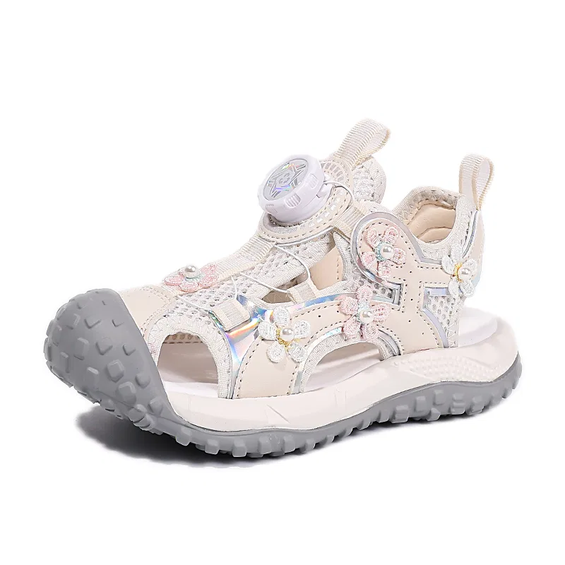 Детские сандалии с сеткой и синтетической кожей VENICEW, Ecru