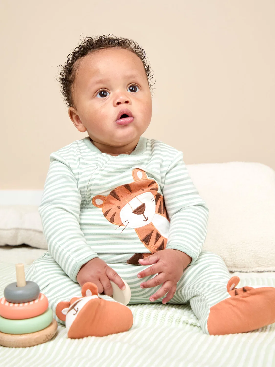 Слип с ножками, тигр, JoJo Maman Bébé, зеленый