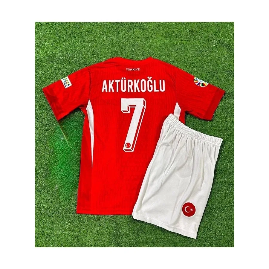 Детская футболка с принтом Türkiye Euro 2024 Kerem Aktürkoğlu, Красный Fair City