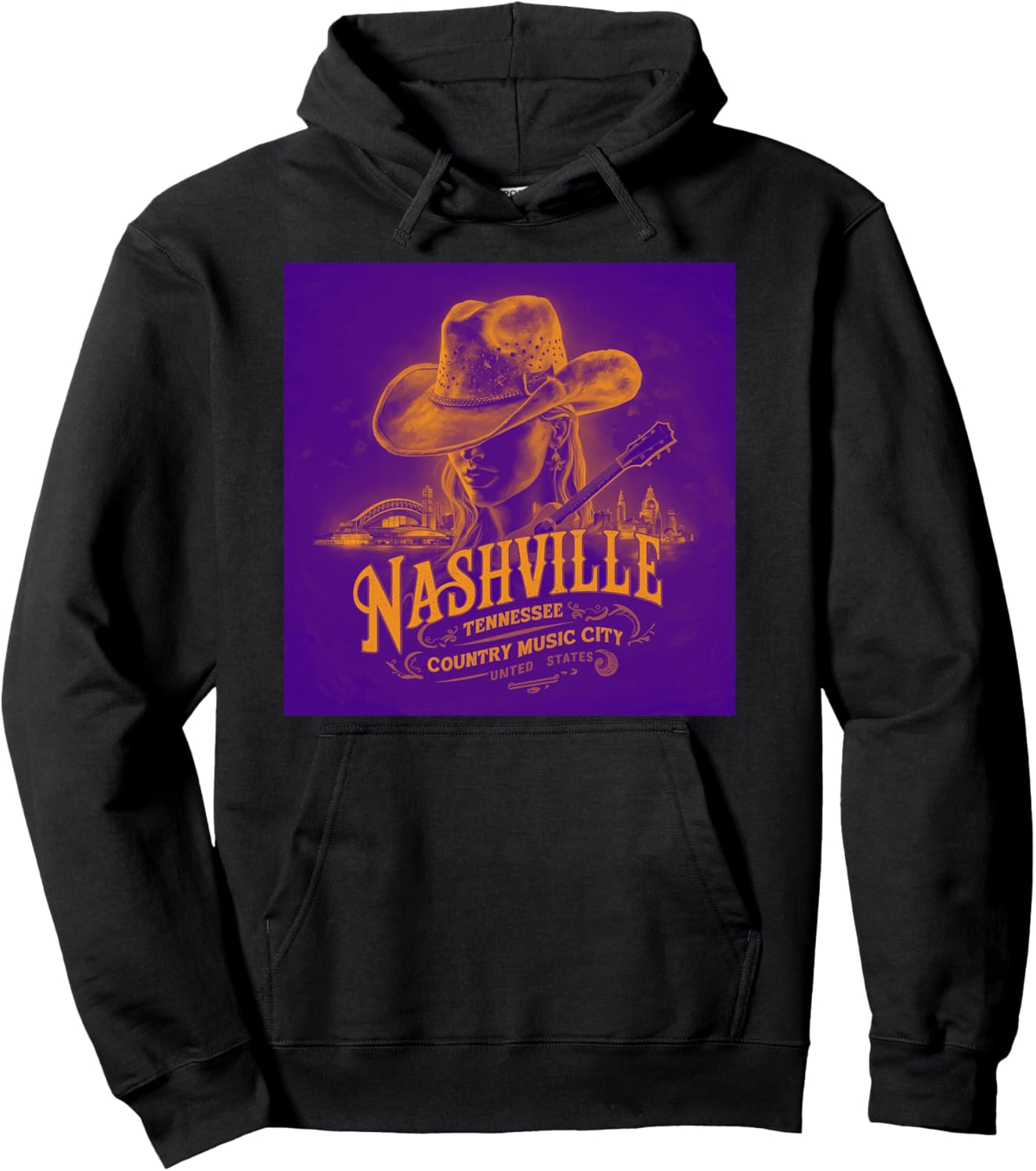 

Костюмированная толстовка Nashville Tennessee Country Music City Usa Vintage, черный