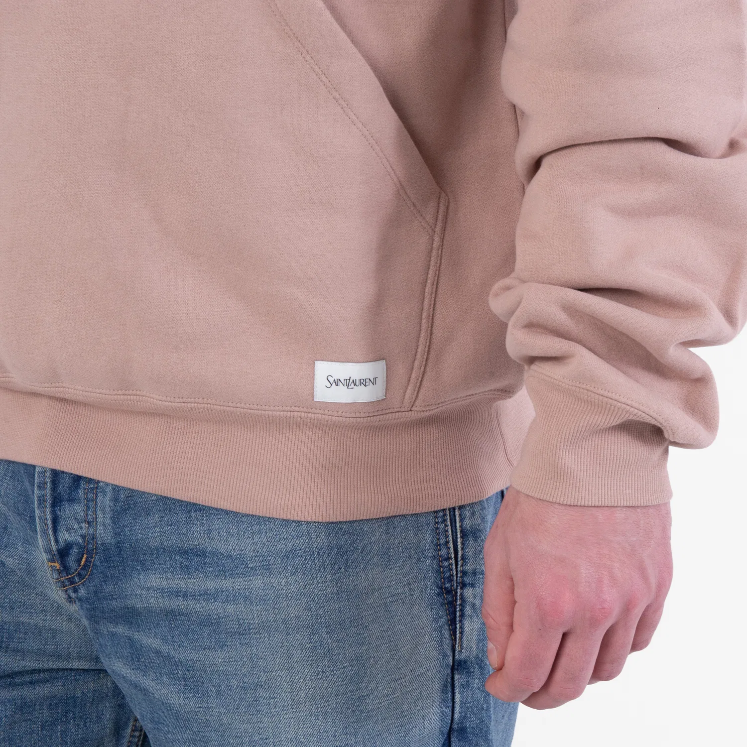 Худи оверсайз из хлопка Oversized Cotton Hoodie Saint Laurent, Nude Rose — фото 3