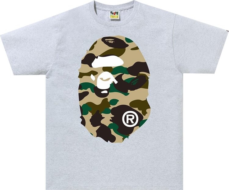 

Футболка BAPE 1st Camo Big Ape Head Tee 'Grey/Yellow', серый