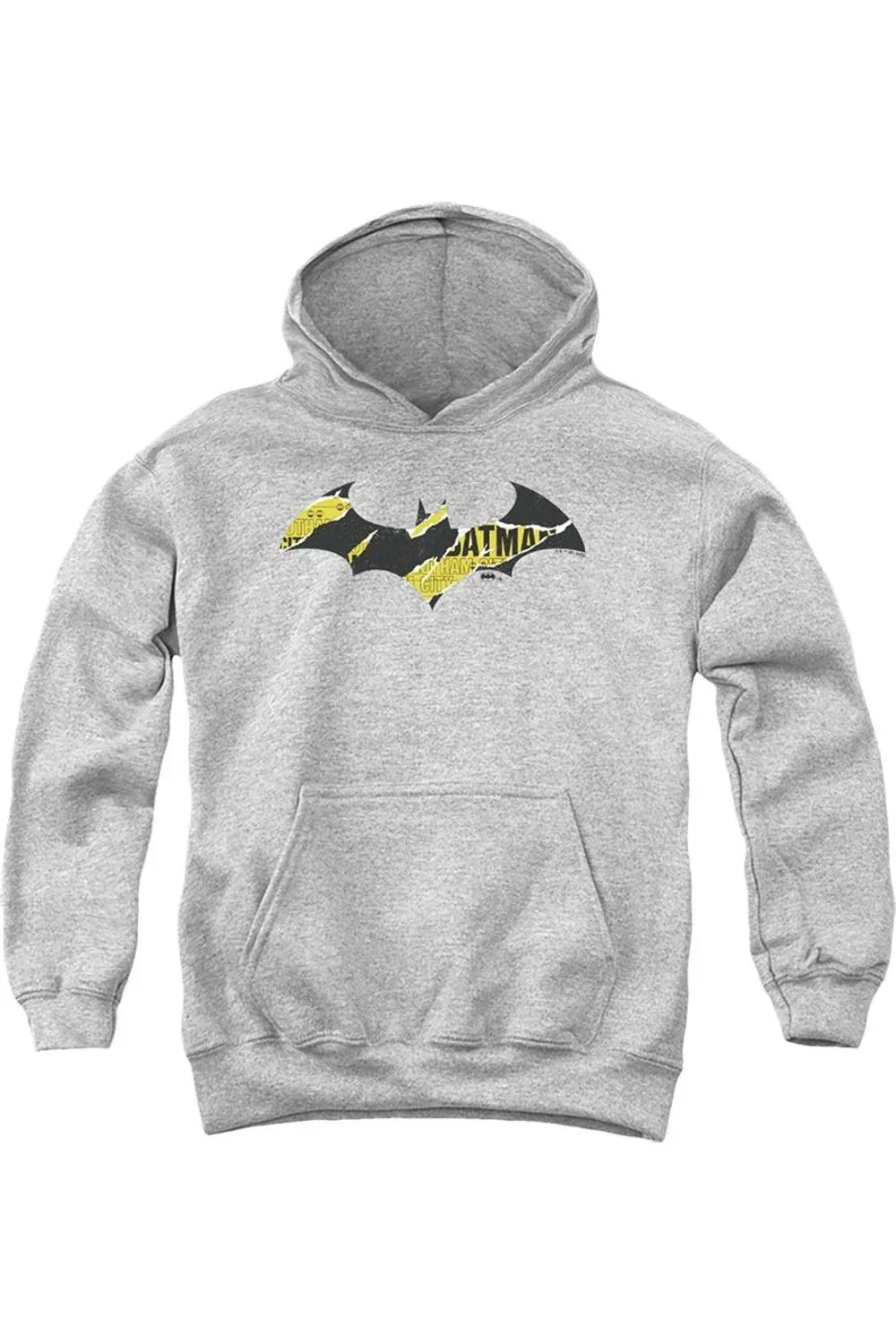 Детское худи для мальчиков с принтом Batman Torn Gotham Logo Gildan, Athletic Heather