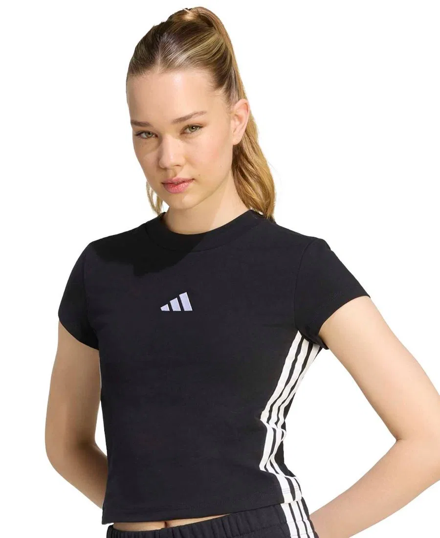 Женская футболка-поло с коротким рукавом, с логотипом adidas, Black/White