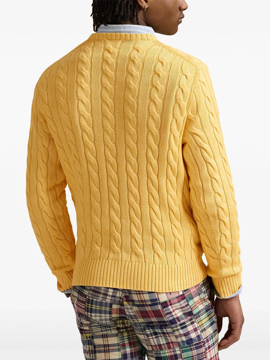 Свитер в cabel-узоре из хлопка Polo Ralph Lauren, светло-желтый — фото 2