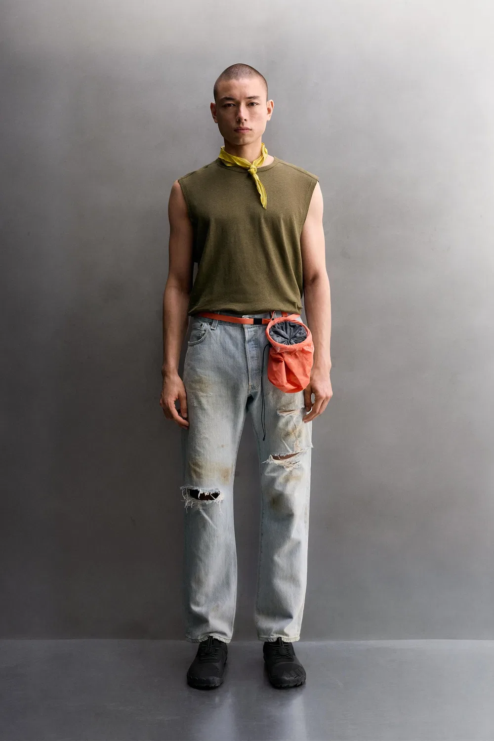 Легкая майка из льна/хлопка ZARA, Mid-green
