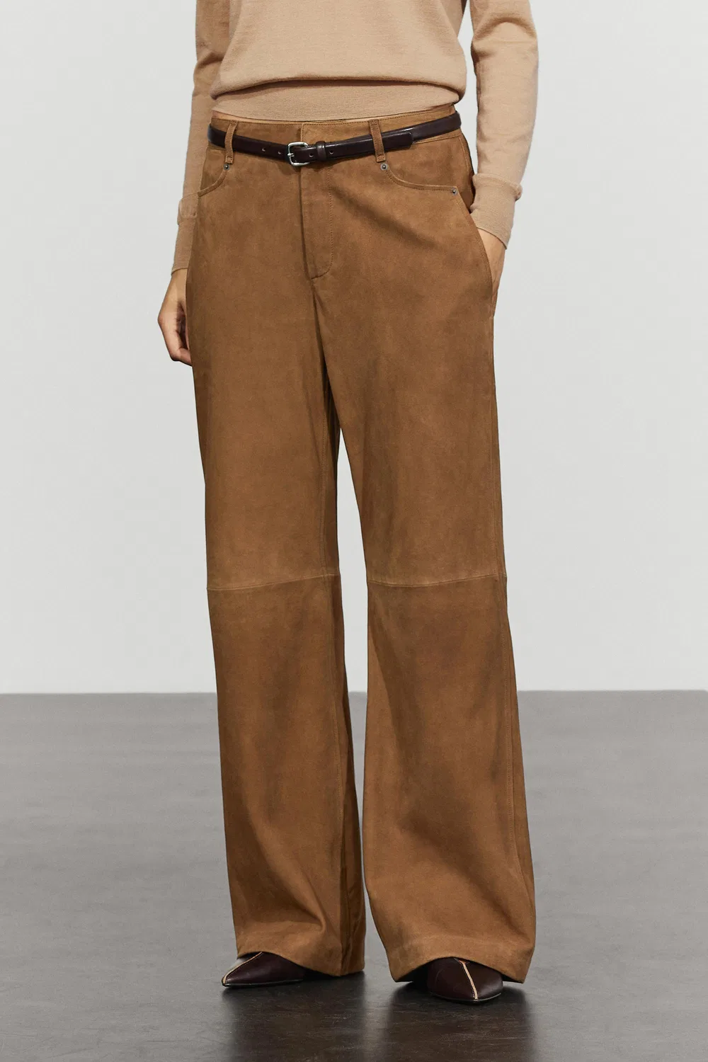 Брюки из замшевой кожи Massimo Dutti, washed
