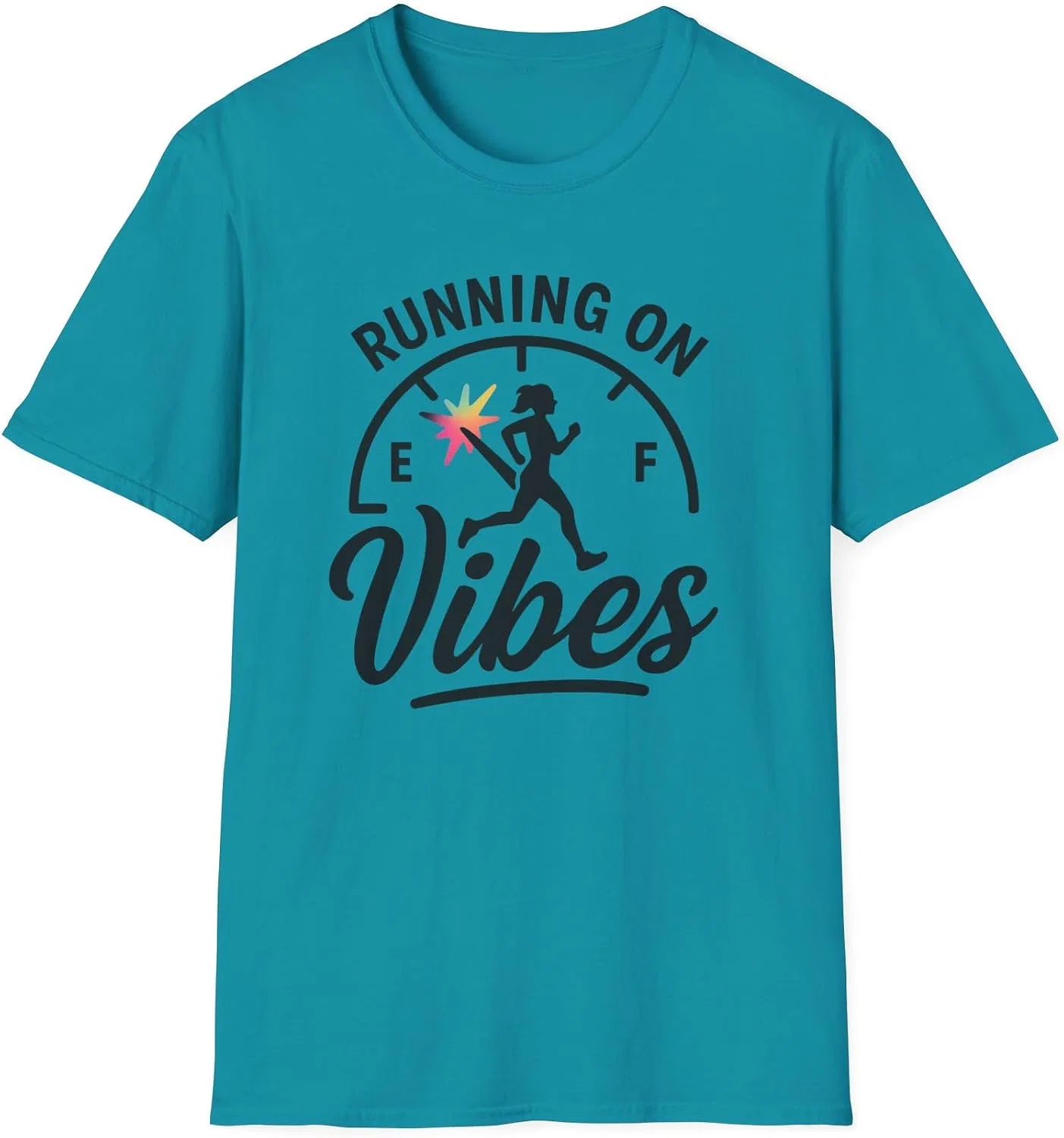Футболка с принтом Running On Vibes Gildan 64000, Tropical Blue