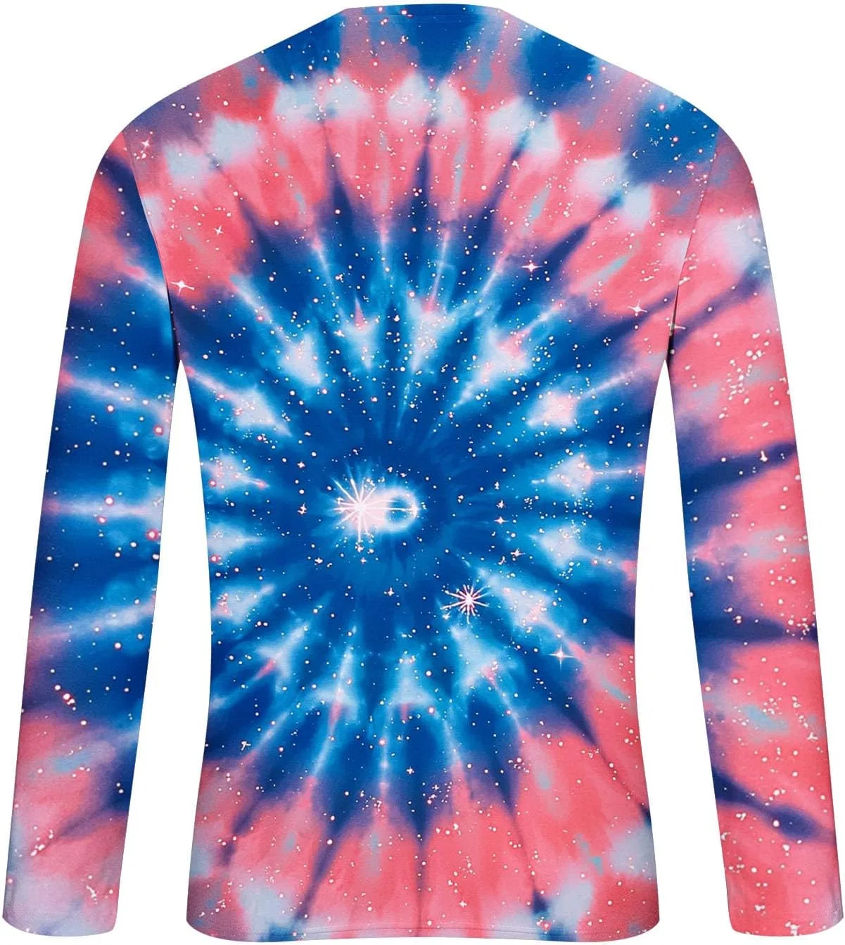 Мужская футболка с принтом Tie Dye Long Sleeve Round Neck, Pink — фото 3