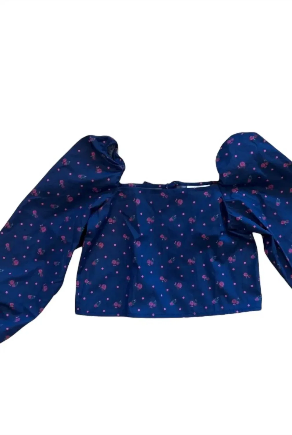 Детская блузка для девочек с коротким рукавом-фонариком Jordyn THEME, Blue Floral Dot — фото 2