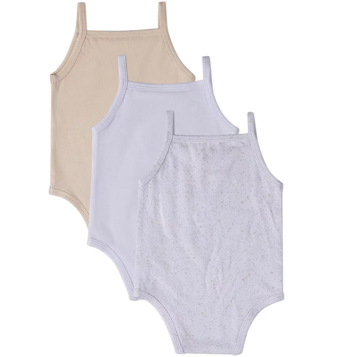 Детский комплект боди без рукавов Playful Bunny NEWBORN, White-Tan