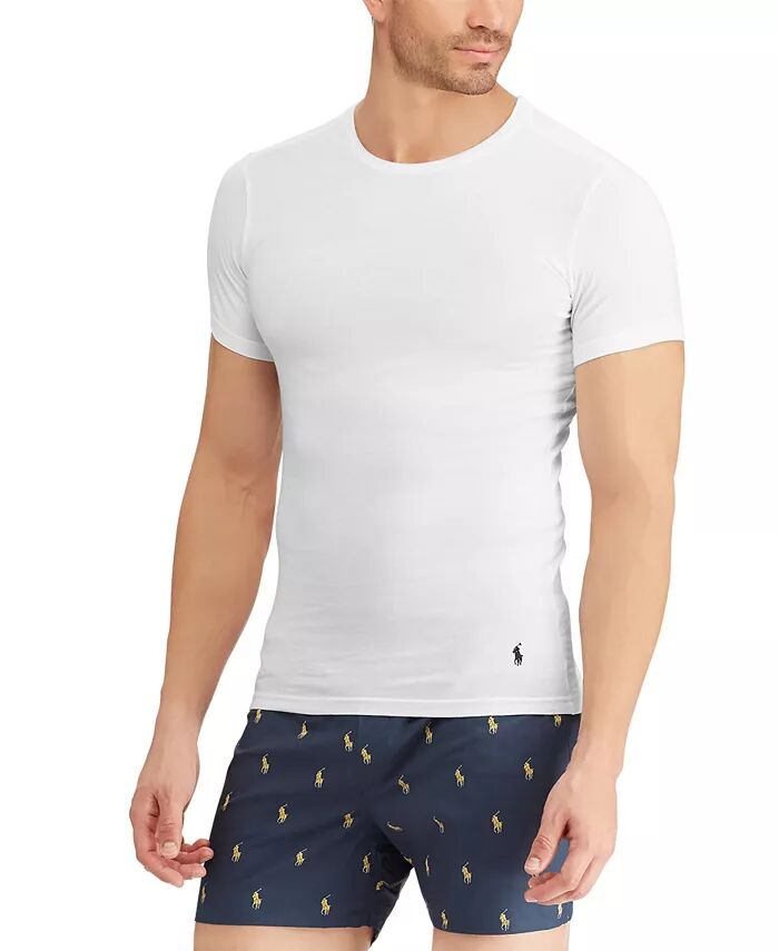 Мужская облегающая майка с круглым вырезом, 3 шт. в упаковке Polo Ralph Lauren, белый — фото 4