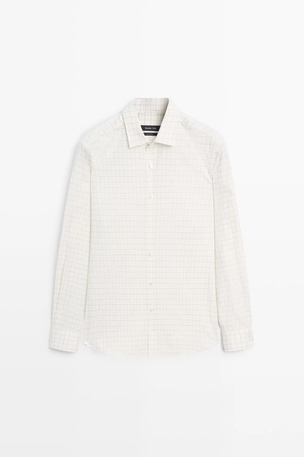 Рубашка Massimo Dutti 100% Cotton Regular Fit Check, светло-бежевый — фото 2