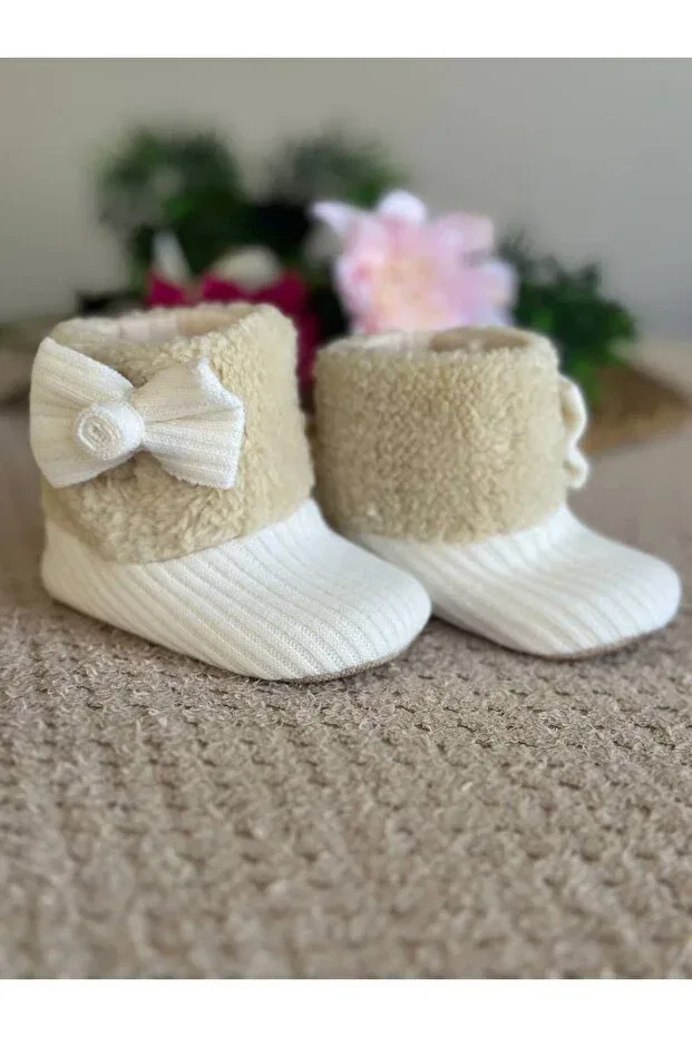 Детские пинетки с плюшем Papulin, White