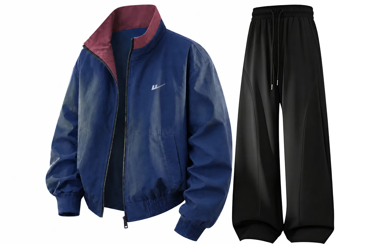 Детский спортивный комплект с воротником-стойкой Navy Blue+Black Pants WARRIOR