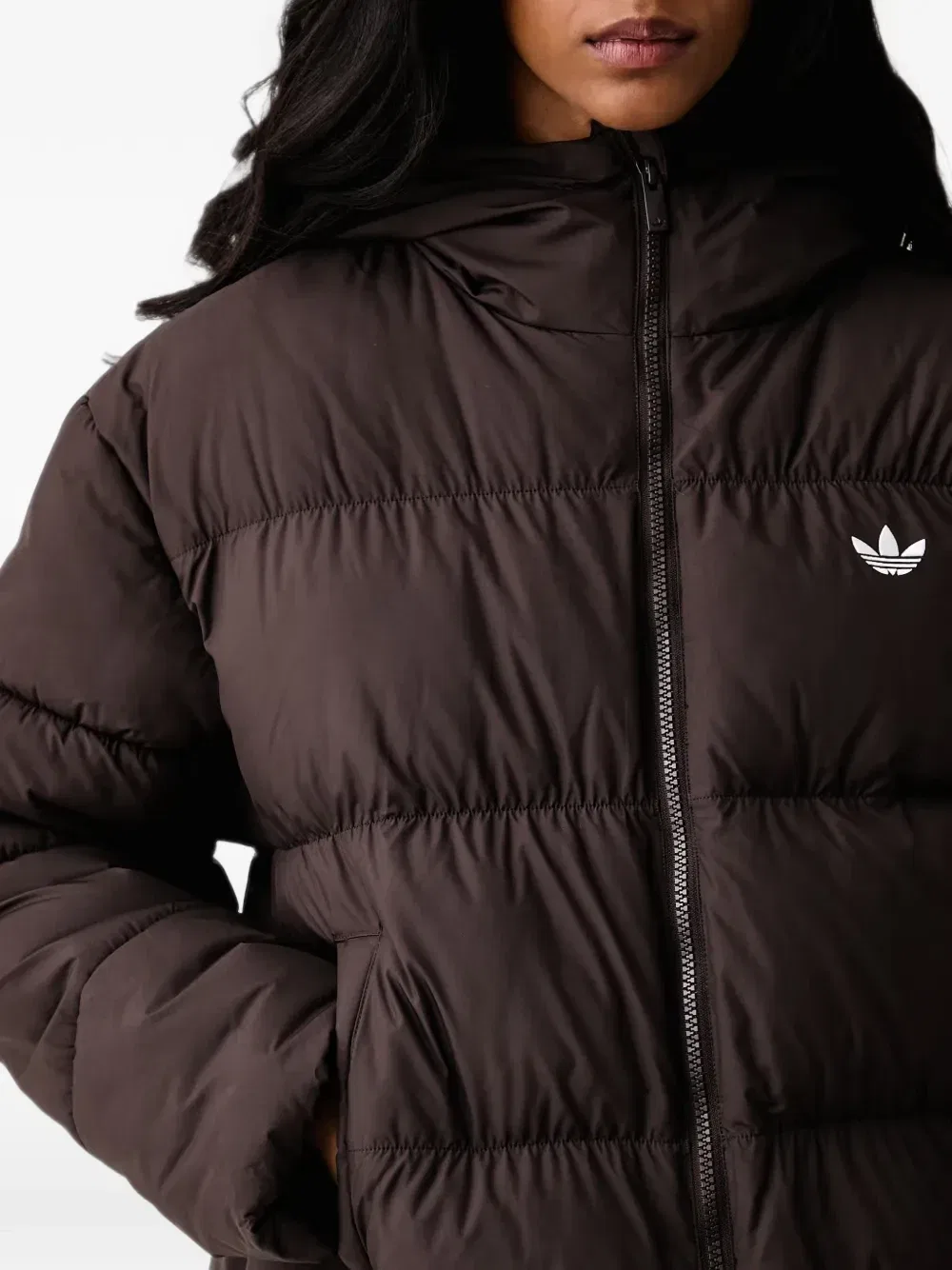 Утепленная куртка с капюшоном Adidas, коричневый — фото 4