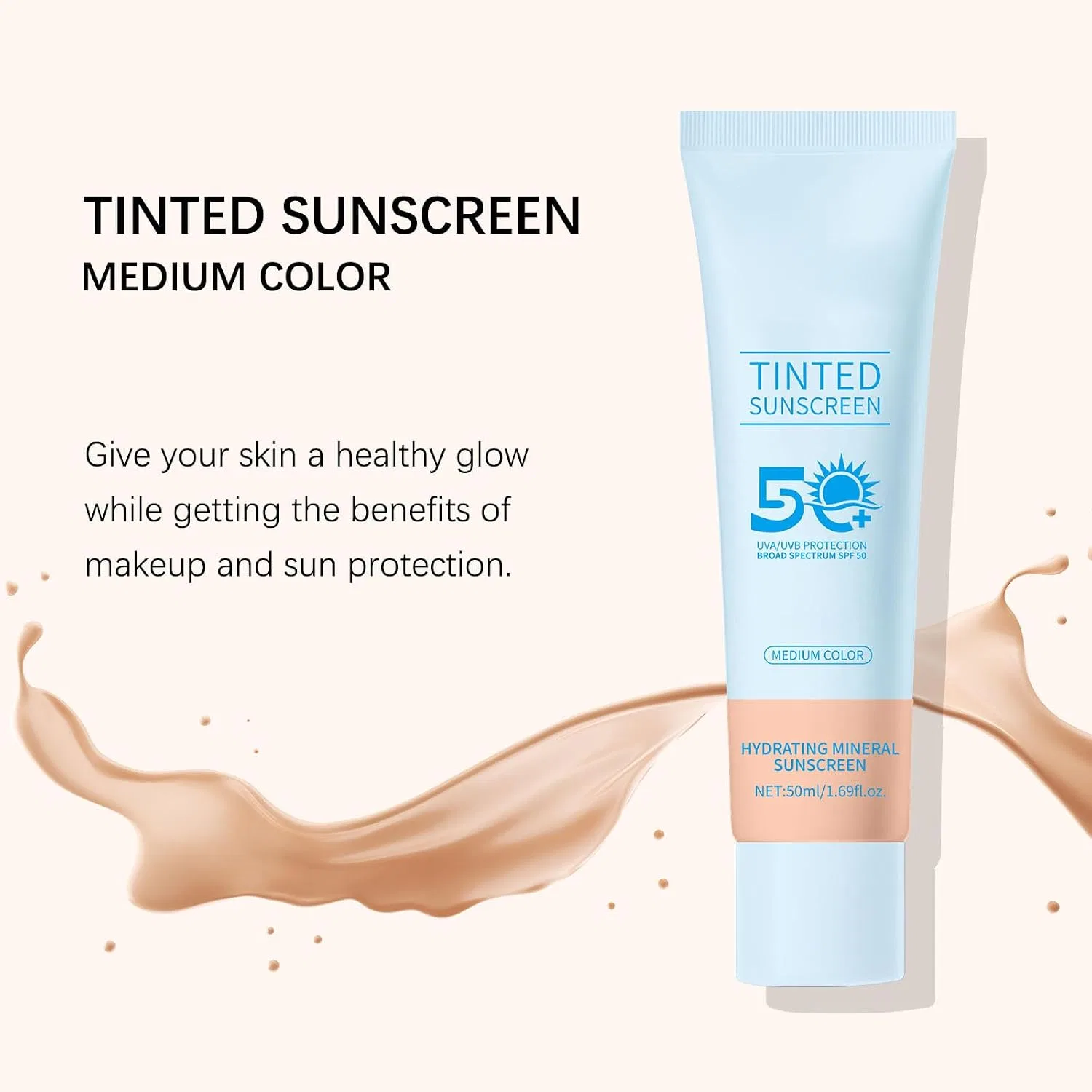 Тональный солнцезащитный крем SPF 50, RadiantRe, 50 мл, Medium — фото 2