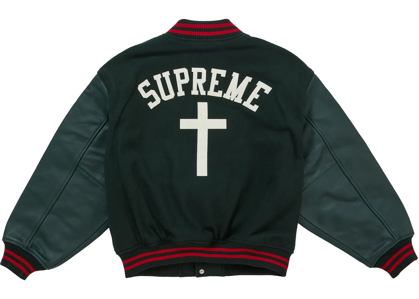 Мужская куртка с принтом Cross Varsity Jacket Supreme, Dark Green — фото 3