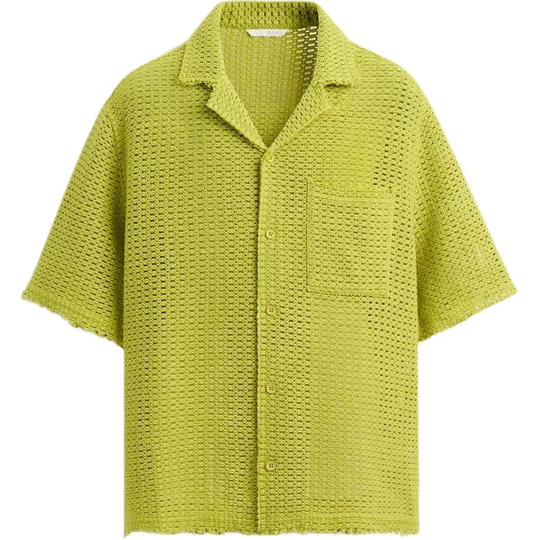 Мужская рубашка с коротким рукавом Lime Cuban Collar ZARA, Lime