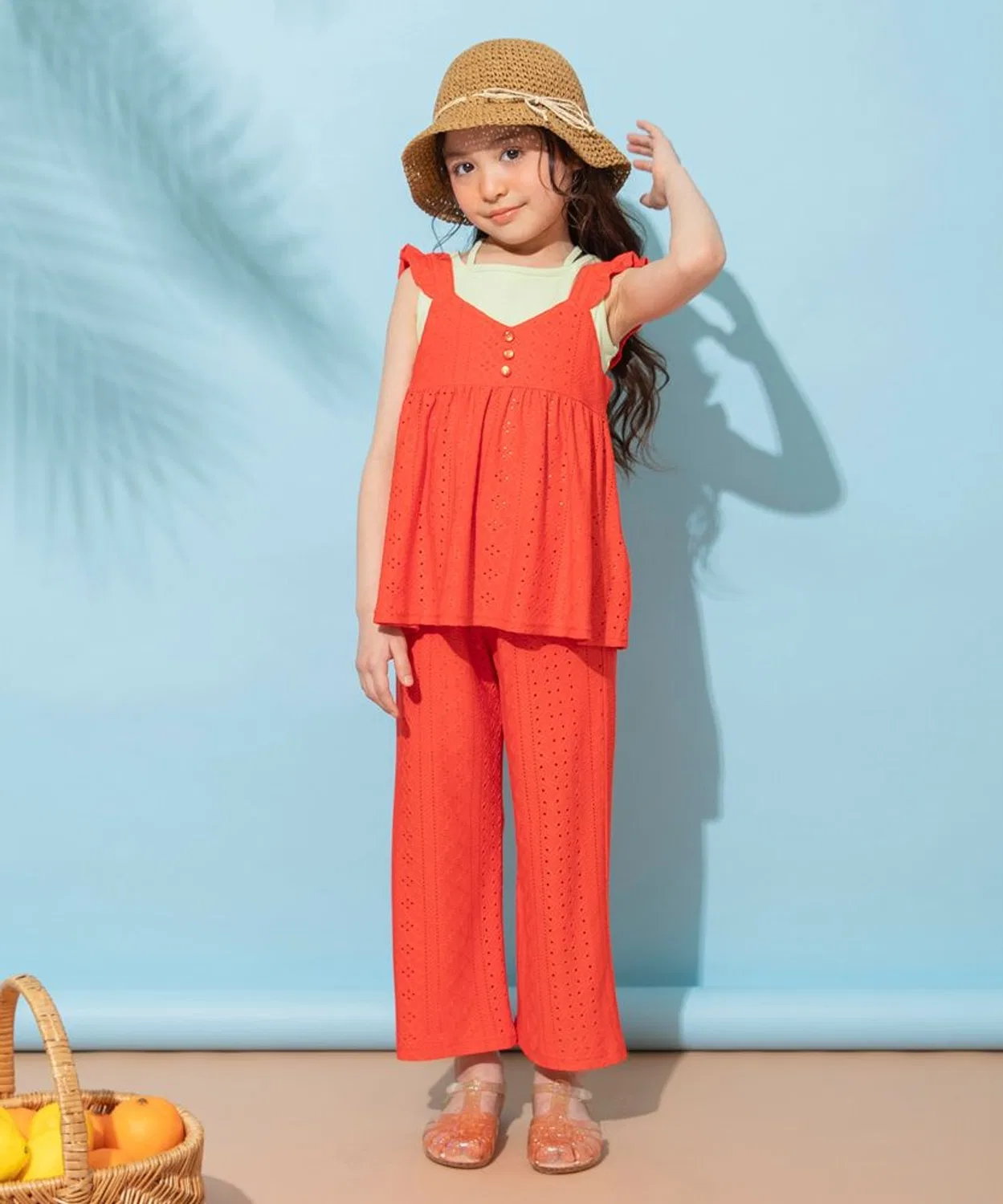 Детский комплект из топа и брюк с длинным рукавом модель Dobby Cut Sew, branshes, Black — фото 3