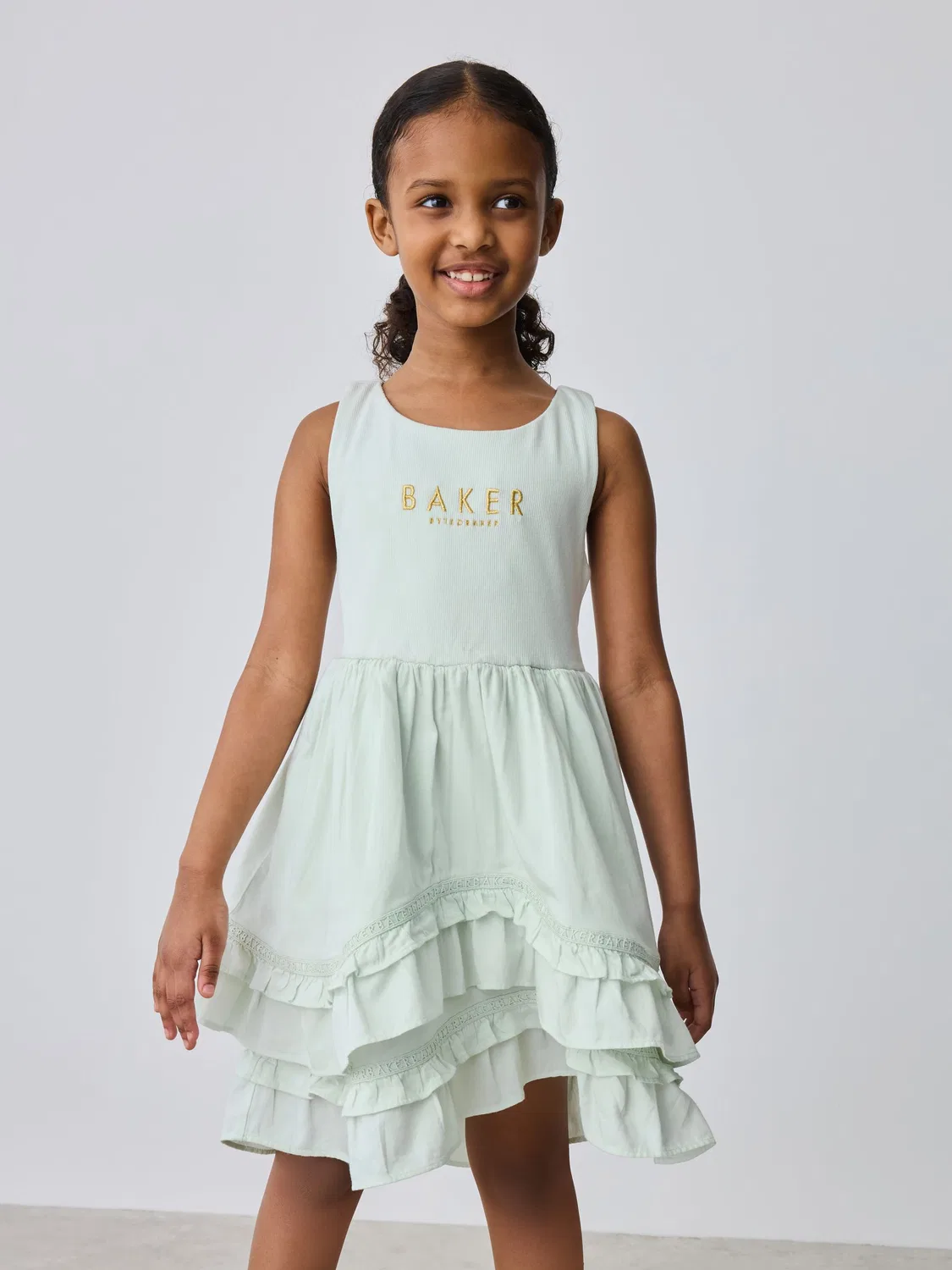 Платье многоярусное из хлопкового поплина Baker by Ted Baker, Мятно-зеленый — фото 2