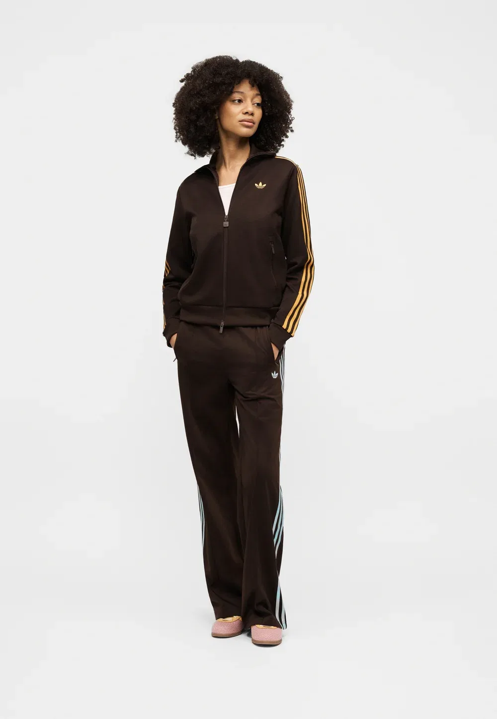 Классическая толстовка на молнии Adidas Originals, Aurora Coffee/Preloved Yellow — фото 2