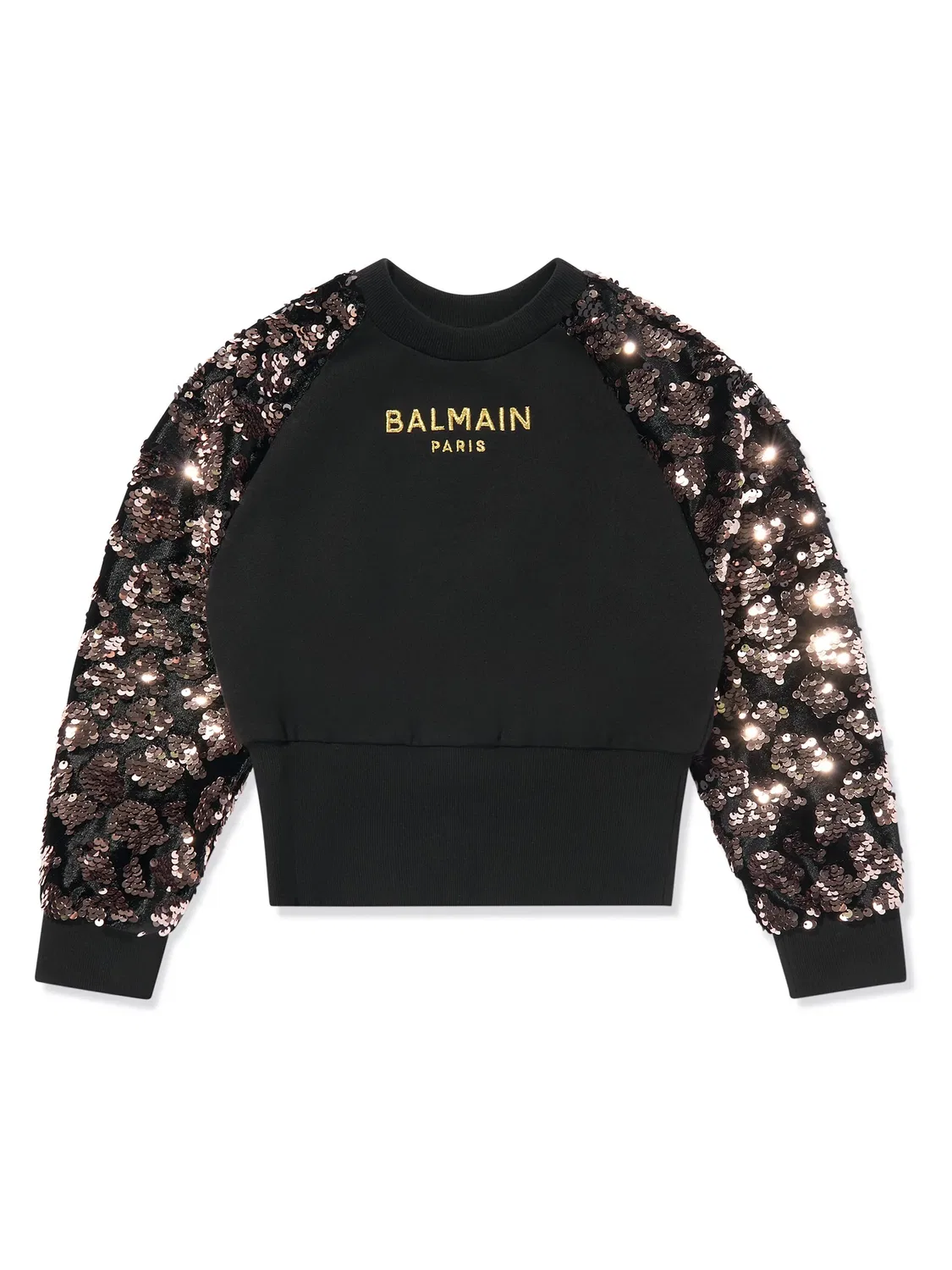 Хлопковый свитшот с пайетками Balmain, черный