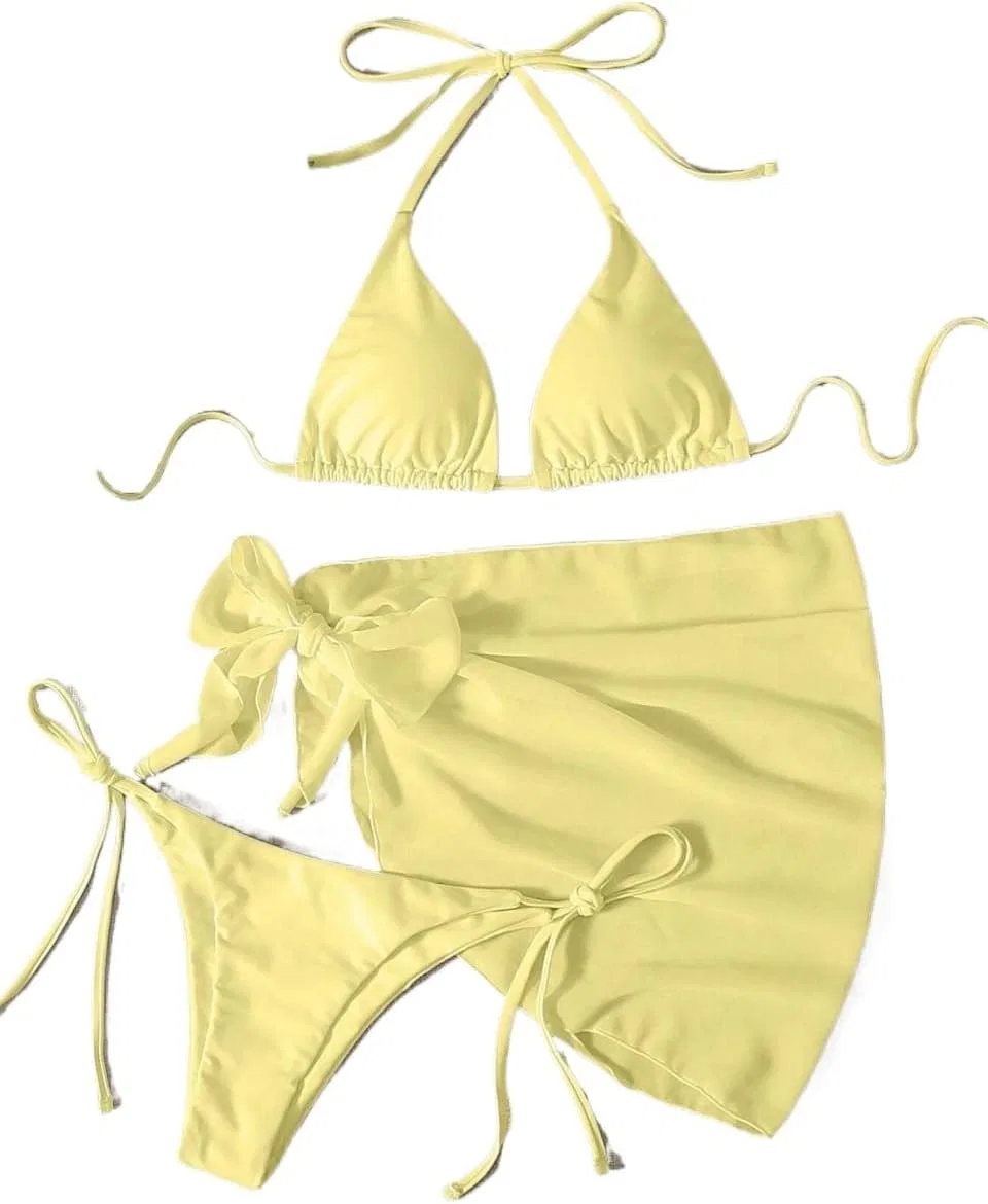 Женский бикини-сет с высокой талией 3-piece, Yellow