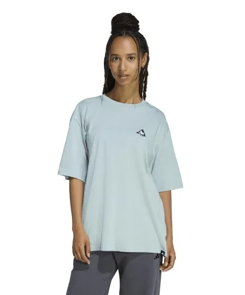 Женская футболка оверсайз с графическим принтом Adidas Soft Side, Зеленый