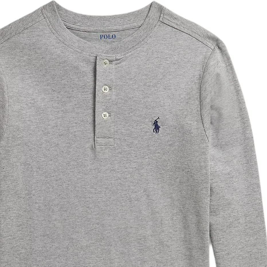 Детский свитер с воротником-поло Polo Ralph Lauren Henry, серый — фото 4