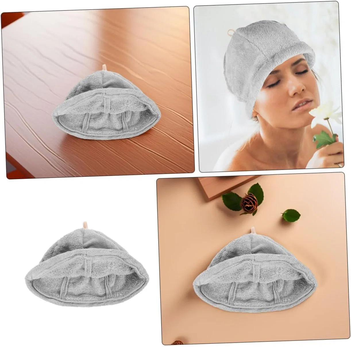 Шапочка для душа из сауна-королланового флиса, 2 шт, DEARMAMY, 32x25x2 см — фото 4