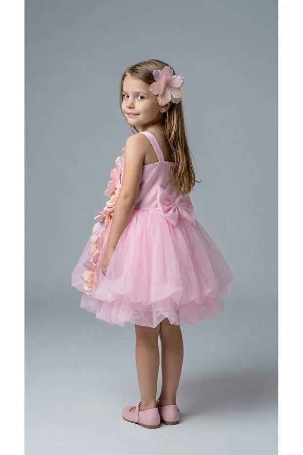 Детское платье для девочек с принтом Floral pink balloon dress Modabesta, Pink — фото 3