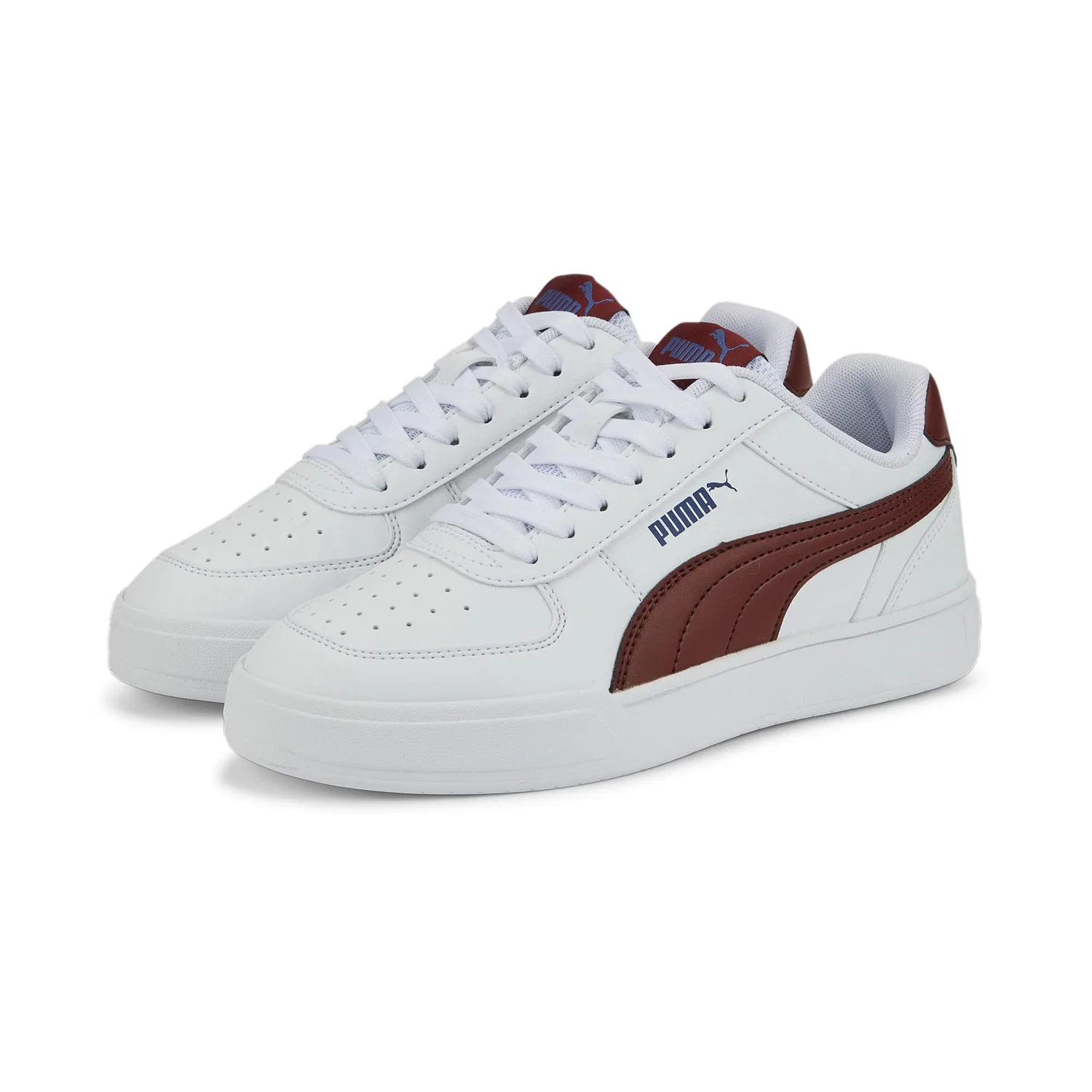 Детские кроссовки для мальчиков кожаные PUMA Caven Jr PUMA, White PUMA White Intense Red Blazing Blue — фото 2