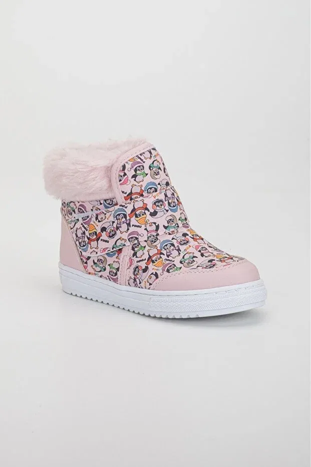 Детские ботинки для девочек с мехом Generic Brands, Pink Pingu Print