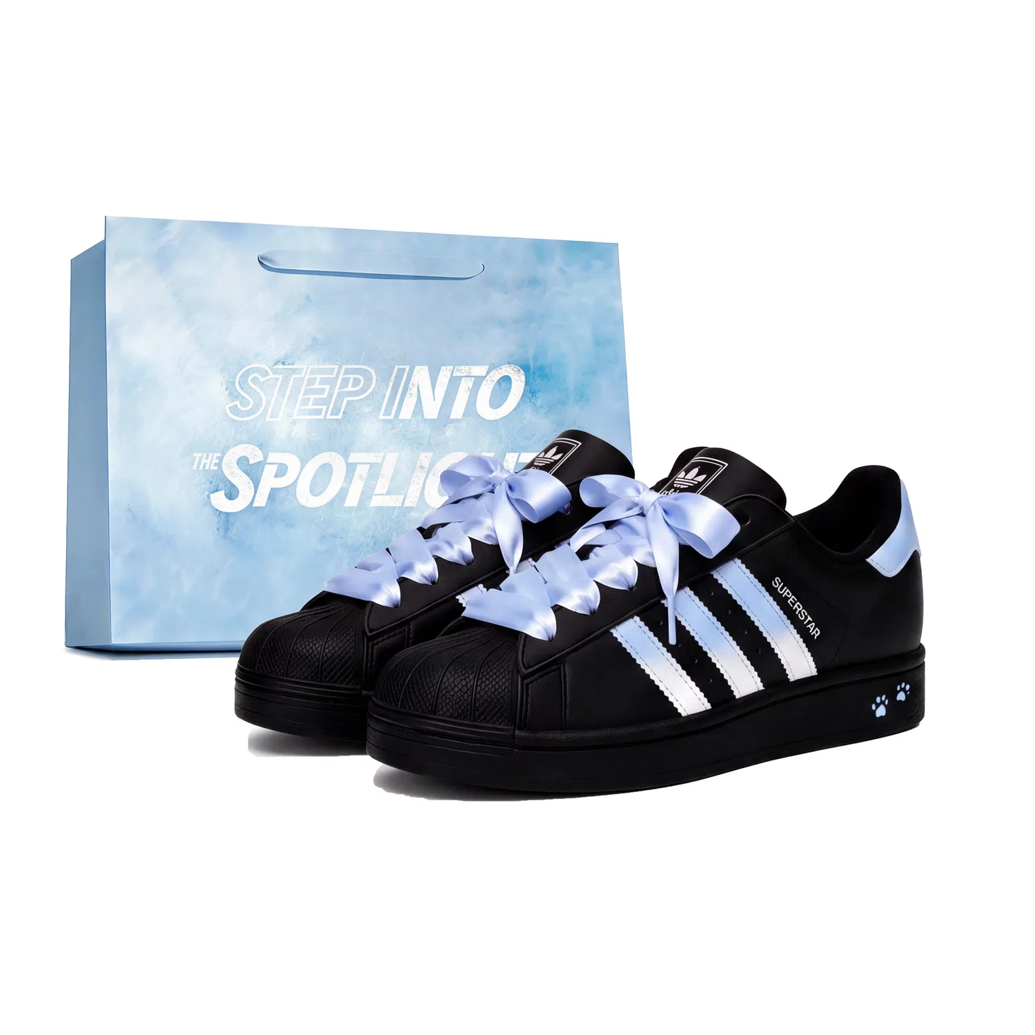 Детские кроссовки для скейтбординга с принтом кота Superstar 2, Adidas Originals, Black Blue Gradient