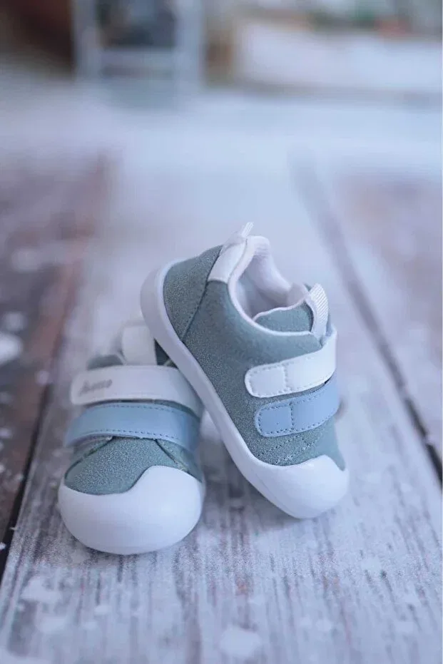 Детские ортопедические туфли с липучкой Macco Shoes, Blue White — фото 2