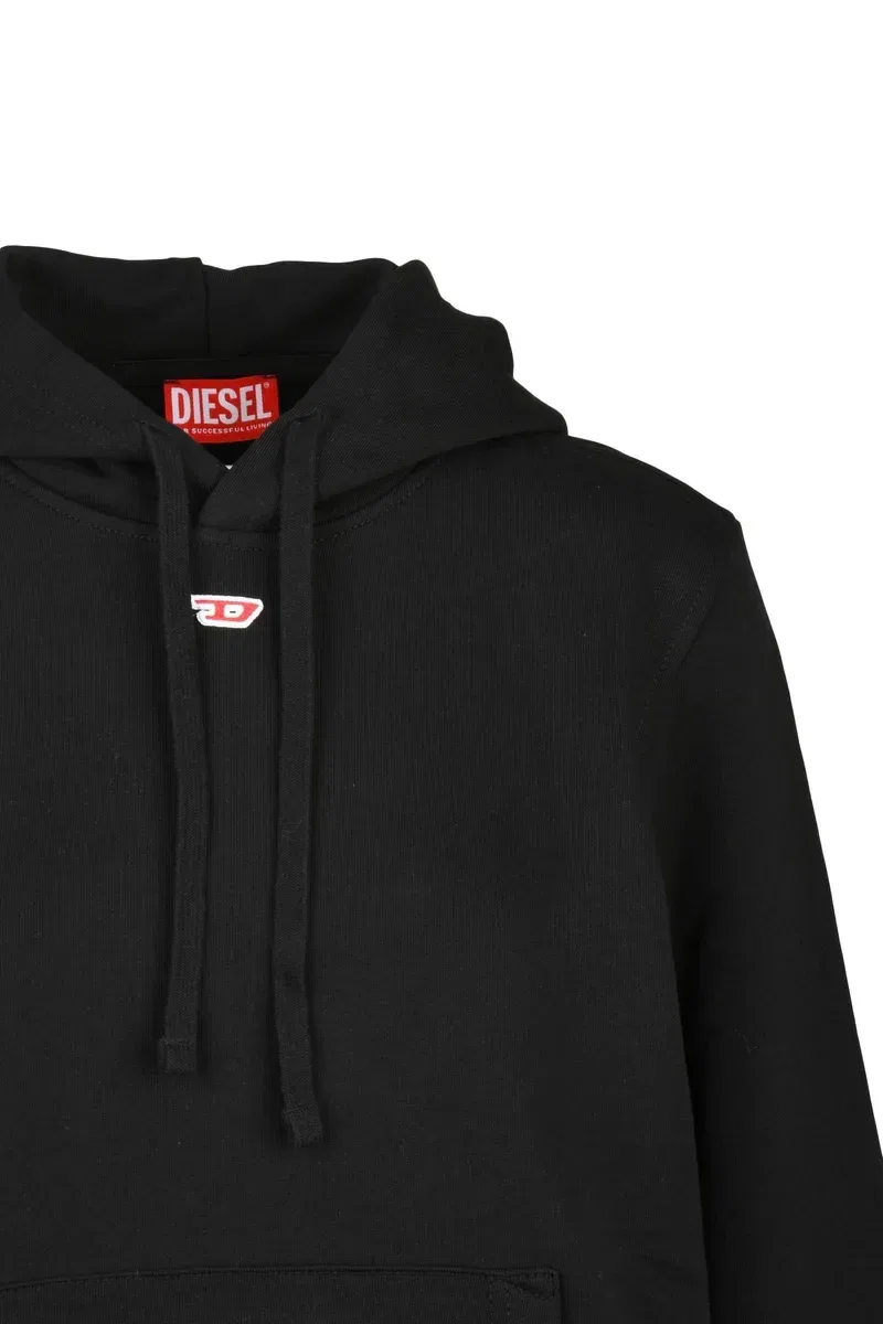 Женское хлопковое худи с капюшоном Diesel, черный — фото 3