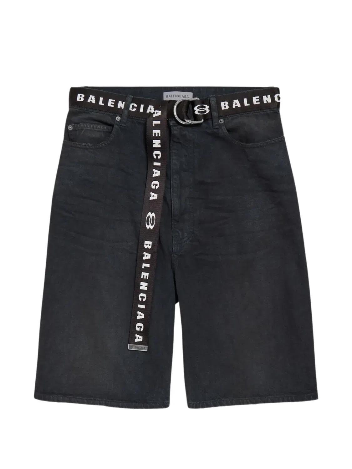 Шорты с ремнем и логотипом на поясе, черные Balenciaga, черный