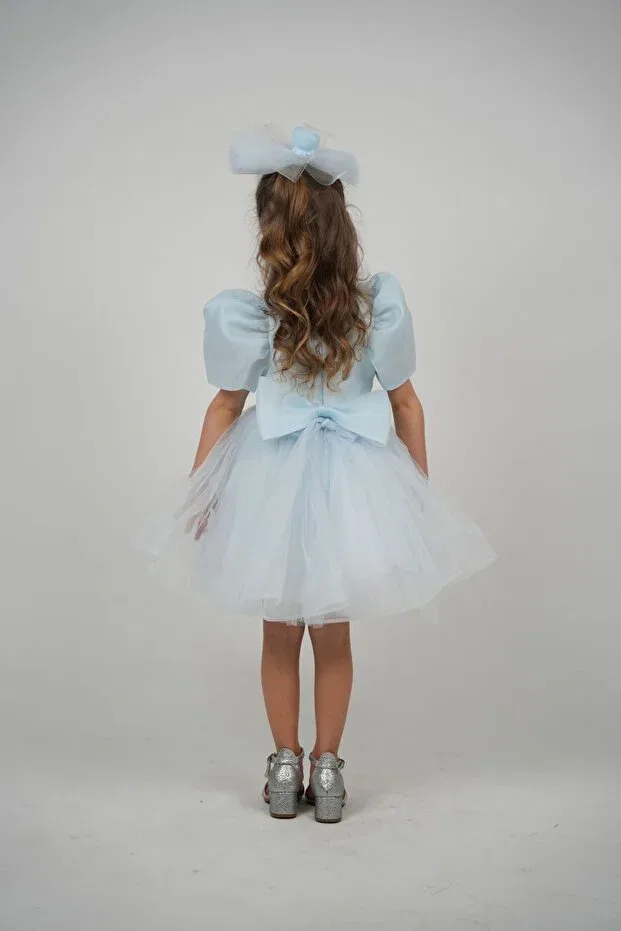 Детское платье для девочек с коротким рукавом Monita, Blue — фото 2