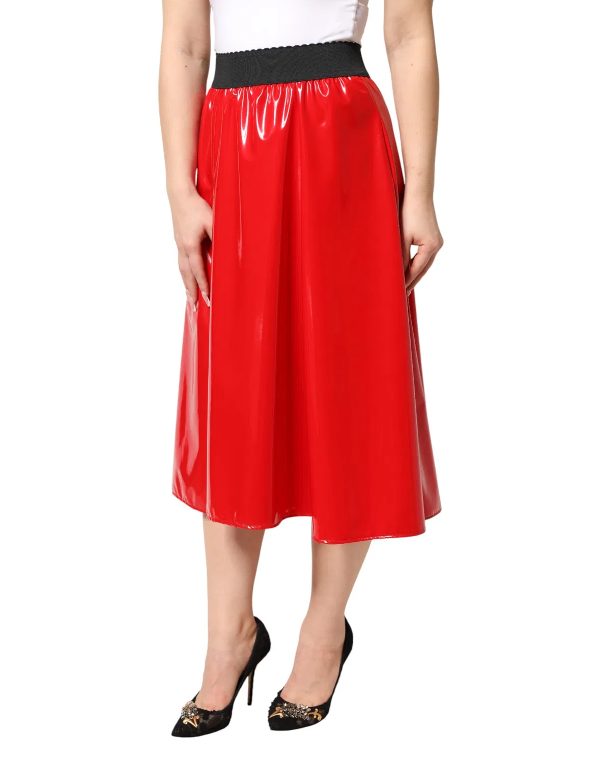 Женская юбка-миди с высокой посадкой High Waist Midi Dolce & Gabbana, Red — фото 3